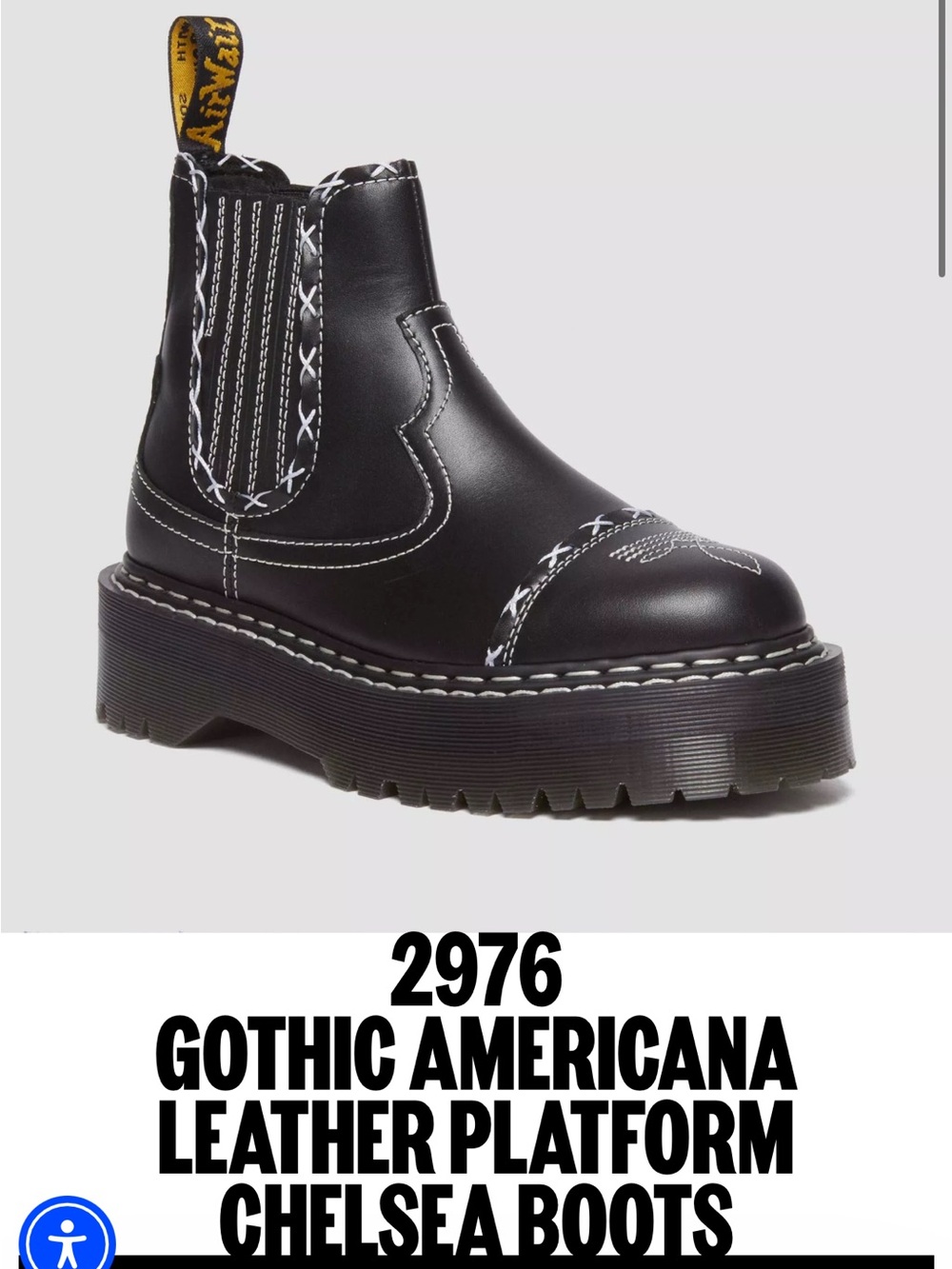 Dr. Martens 2976 Gothic Americana Leather Platform Chelsea Boots - Black